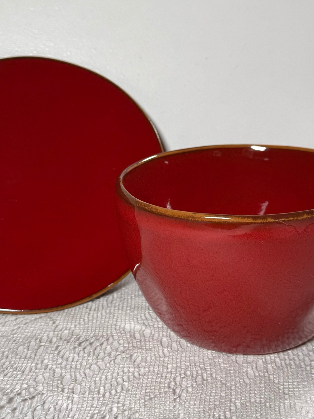 Carmen Broccato collection by Crate&Barrel Red Jumbo Mug & Plate